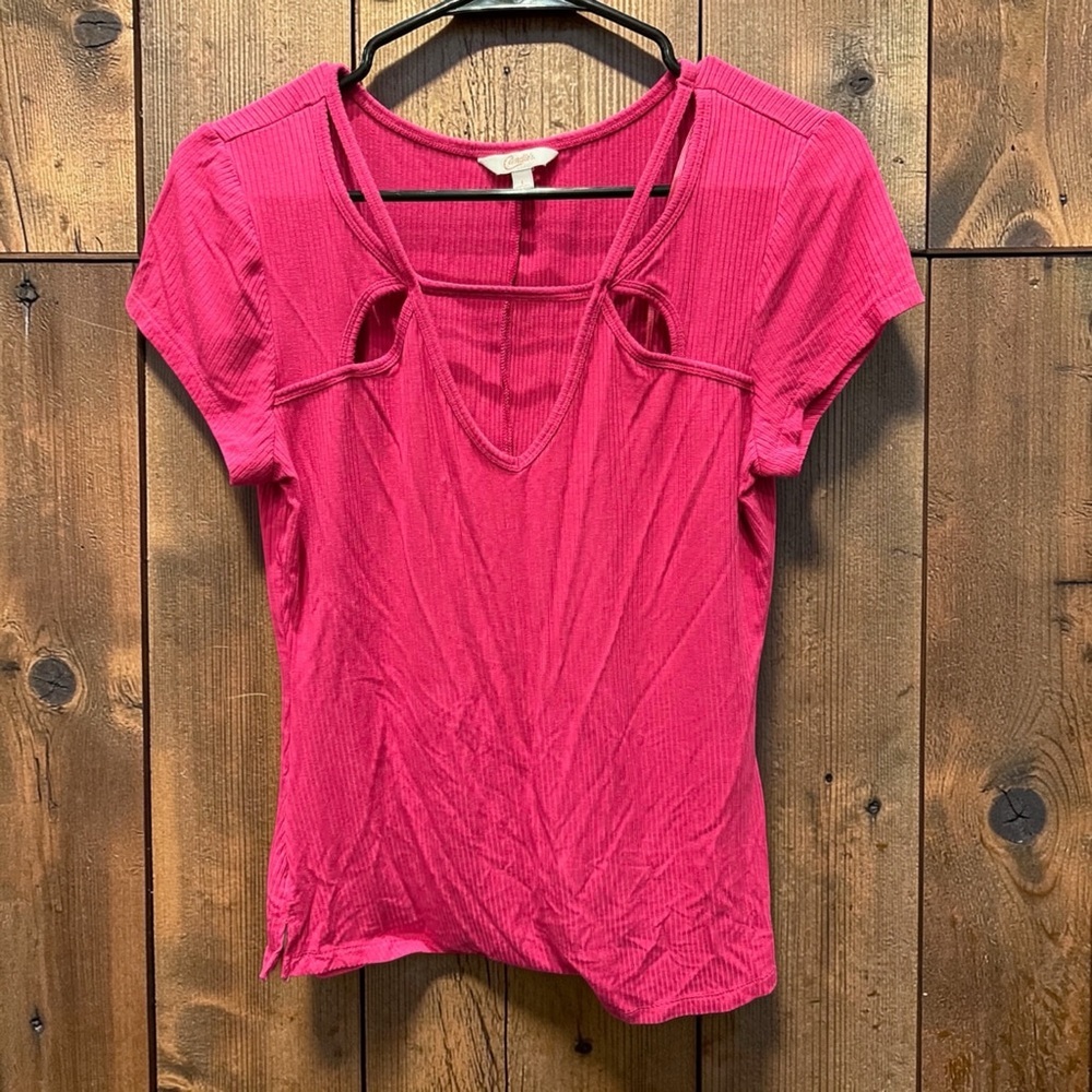 Candies Pink Cut-Out Top juniors LARGE